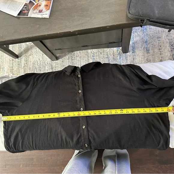 Universal Standard Black Linen Blend Hi Lo Tunic Top Size L - Picture 7 of 12